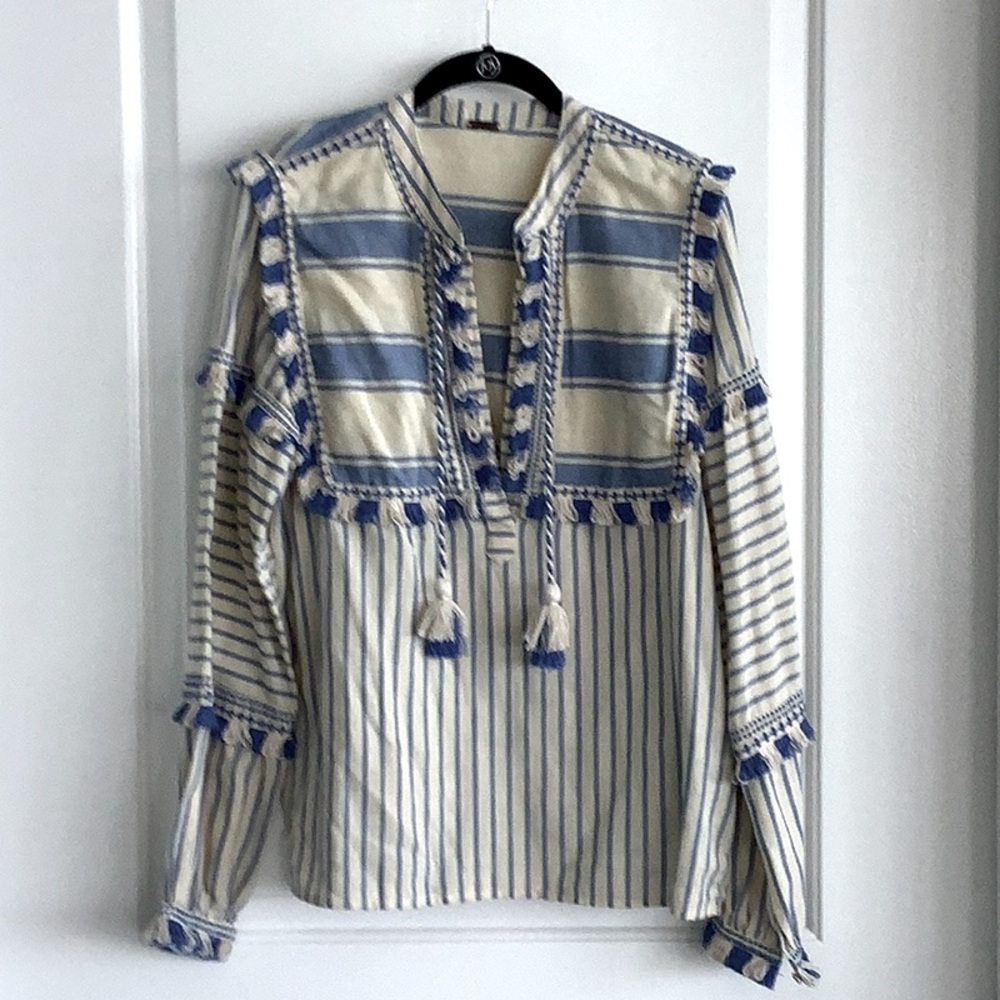 DODO BAR OR Emanuelle Embroidery Fringe Blouse M